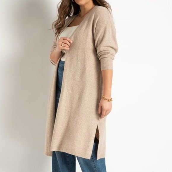 Eloquii Sweaters - Eloquii Long Cardigan Duster Tan Size 14/16 NWT